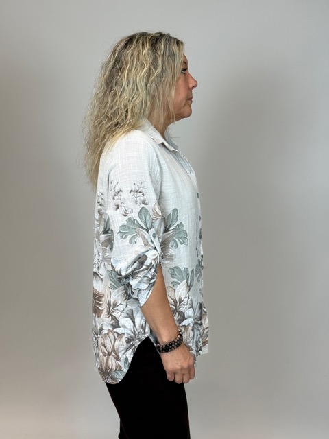 Kelly Blus med Linnelook, Beige - Bild 2
