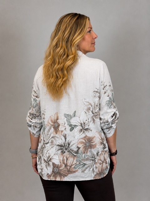 Kelly Blus med Linnelook, Beige - Bild 3