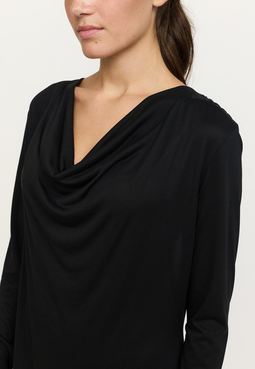 Ella Drape Long sleeves Dress, Black - Bild 3